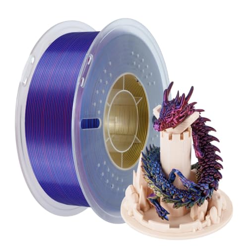Kingroon Silk PLA Filament, Tri Color PLA Filament, Multicolor 3D Printer Filament, Dimensional Accuracy 1.75mm (+/-0.02mm) 1kg Spool(2.2lbs), Red Blue Yellow - color: 1kg-red Blue Yellow, size: 1KG