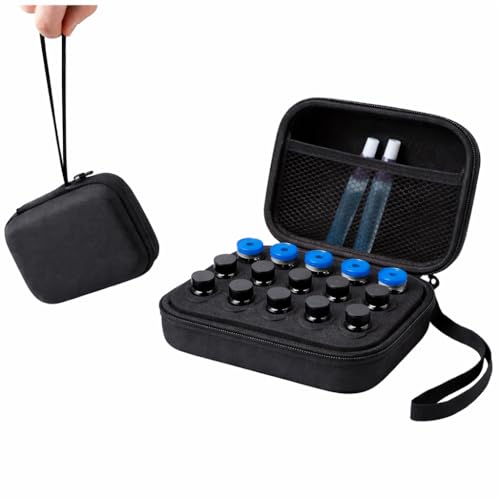 Insulin Vial Case for Travel, Fits 10ml/3ml Bottles, Hard Shell Insulin Bottle Storage Organizer with Foam Slots & Mesh Pocket, Diabetic Supplies Organizer for Home and On-the-Go (15 Slots) - size: 15 slots
