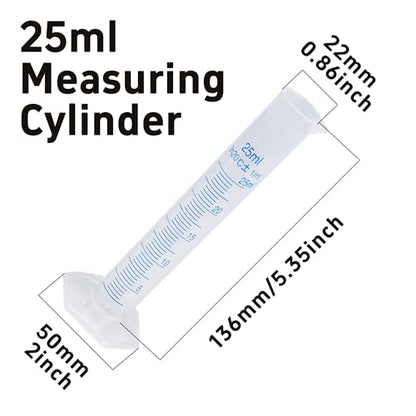 3PCS 25ml Measuring Cylinder, Plastic Transparent Graduated Cylinder, Science Test Tube Flask, 2-Sided Bule Measuring Lines Graduated Cylinder Beaker - size: 25ml
