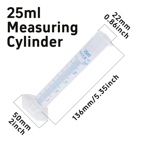 3PCS 25ml Measuring Cylinder, Plastic Transparent Graduated Cylinder, Science Test Tube Flask, 2-Sided Bule Measuring Lines Graduated Cylinder Beaker - size: 25ml