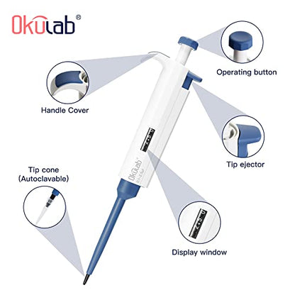 Single-Channel Micropipette, 0.1-2.5μl, Manual Adjustable Mechanical Pipette, High-Accurate, Variable Volume, Autoclavable, TPMP2.5A1 - style: 0.1-2.5μl