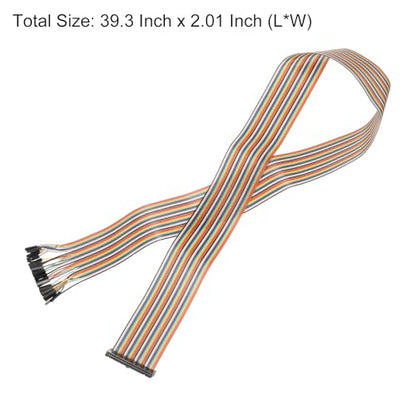MECCANIXITY 1 Pcs IDC Rainbow Wire Flat Ribbon Cable FC-Female to 40P 39.3 Inch Length 2.54mm Pitch Breadboard Jumper Wires for Electronic Projects - size: 39.3 Inch, style: 40 Pin