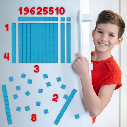 Simply magic 153 PCS Jumbo Magnetic Base Ten Blocks for Math, Math Blocks