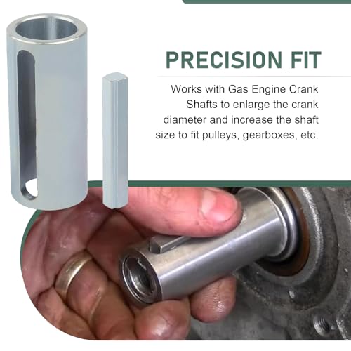Pulley Crank Shaft Adapter, 3/4" to 1" Gas Engine Crank Shaft Sleeve Adapter, Pulley Bore Reducer Bushing Sheave with Step Key (Silver)