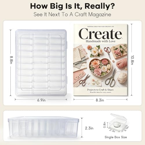 Bead Organizer Box with 30 Clear Storage Containers and Labels - size: 31 PCS