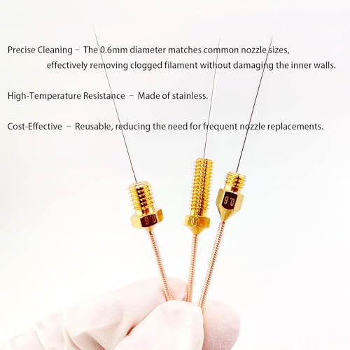 10Pcs 3D Printer Nozzle Cleaning Kit Needles 0.6mm, 3D Printer Nozzle Cleaning Needles Stainless Steel Nozzle Cleaner for Creality Ender 3,MK8,V6,Prusa,Volcano Nozzles, (Total Length: 85mm) - style: 10Pcs 3D Printer Nozzle Cleaning Needles 0.6mm