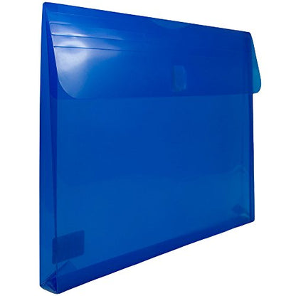 JAM PAPER Plastic Expansion Envelopes with Hook & Loop Closure - Letter Booklet - 9 3/4 x 13 with 1 Inch Expansion - Blue - 12/Pack - color: Blue, size: 1" Expansion