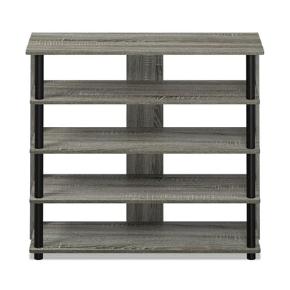 Furinno Turn-N-Tube 5 Tier Wide Shoe Rack, French Oak Grey/Black , 32 Inch - color: French Oak Grey/Black, size: 5-Tier, 32 Inch
