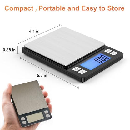 BOMATA 0.01g/1kg Upgraded Small Digital Scale, USB Rechargeable, with Larger Display and Hold,Tare Function, 9 Units, High Precision Digital Scale Grams and oz for Small Item, Kitchen…Grey - size: 0.01g/1kg Grey