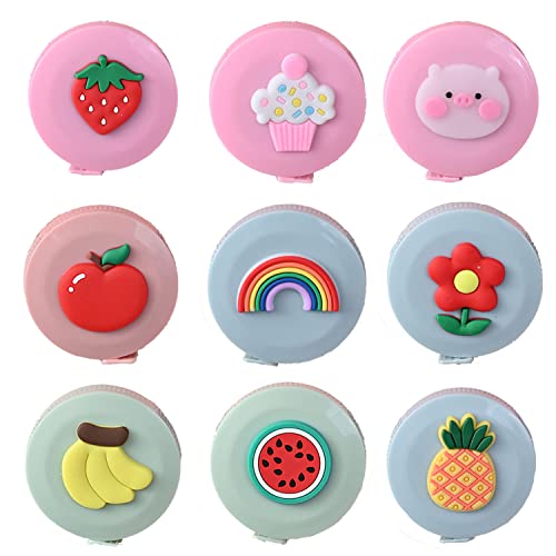 ELANE Tape Measure Package Includes 9 Cartoon Cute Pocket Tape Measure Retractable Mini Tape Measures for Body, Sewing, Cutting, Weight Loss Measurement - color: Colorful