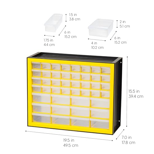 IRIS Plastic Hardware Storage Drawer, 44 Drawer Parts Cabinet - Yellow - color: Yellow, size: 44 Drawer