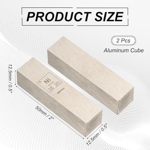 PATIKIL 2Pcs Nickel Cube, 0.5x0.5x2" Ni Density Stick High Density Element Rod Unique Metal Cube Periodic Table of Elements Collections Lab Experiment Teacher Scientific Classes - style: Nickel