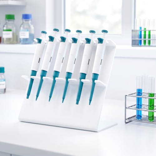 PH PandaHall Pipette Holder Stand, Lab Linear Pipette Stand Rack Hold up to 6 Pipettors Plastic Pipettor Holder Linear Micropipette Pipettor Stand for Scientific Experiment Biotechnology Lab Equipment