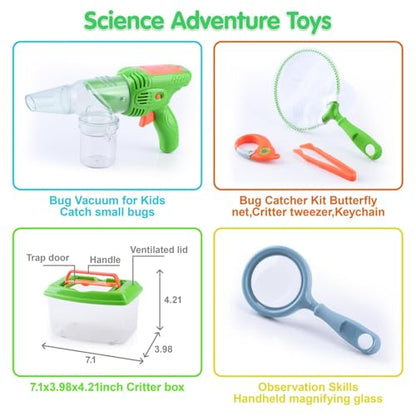 PLAY Bug Catcher Kit,Outdoor Toys for Kids Ages 4-8 8-12,Bug Catcher Vacuum with Critter Habitat Case,Butterfly net,Magnifying Glass,Toddler Outside Toys for 3 4 5 6 7 8+ Year Old Boys Birthday Gift
