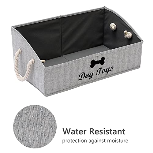 Geyecete Large Dog Toys Storage Bins-Foldable Fabric Trapezoid Organizer Boxes with Weave Rope Handle,Collapsible Basket for Shelves,Dog Apparel(Striped Gray-Dog) - color: Striped Gray