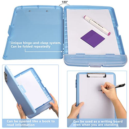 Clipboard with Storage, A4 Binder Nursing Clipboards with Pen Holder, Heavy Duty Storage Clipboards with Low Profile Clip, Clipboard Folder Side-Opening, Smooth Writing Clip Board (Lake Blue) - color: Lake Blue