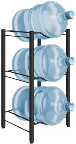 Mocomax 5 Gallon Water Jug Rack - 3 Tier Detachable Bottle Holder Storage Organizer Shelf, Heavy Duty Dispenser Stand for Kitchen, Office, Home, Black - style: 3-Tier