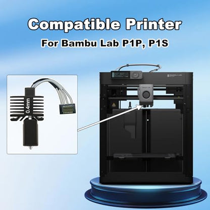 0.6mm All-Metal Hotend Kit for Bambu Lab P1S/P1P, Upgraded One-Piece Design with Hardened Steel Nozzle, High-Temp Thermistor, Enhanced Heat Block, and 2 Silicone Cleaning Brushes - size: 0.6MM, style: 1PCS