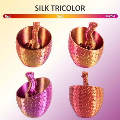 Geeetech Silk PLA Tri Color Filament 1.75mm 3D Printer Filament, Coextrusion Red Gold Purple Tri-Colors Metal-Like Shiny Silk PLA Filament, 1kg (2.2lbs) 1 Spool, Dimensional Accuracy +/- 0.02 mm - color: 1kg Triple Color Red-gold-purple