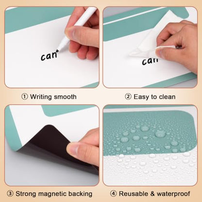 7 Pack Magnetic Write & Wipe Paper Organization Chart, Retro Blank Dry Erase Objectives Labels Learning Magnets with 1 Black Pen & 30x20cm Back Card - style: Retro
