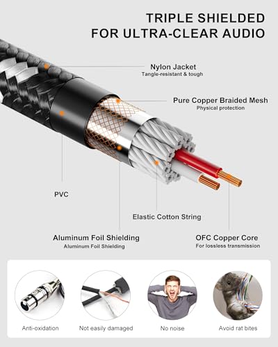 Long XLR Cables 25ft 2 Pack,XLR Microphone Cable,OFC Shielded - color: Black-White, size: 25 Feet