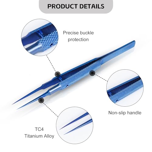 4.25'' Micro Precision Tweezers Small Titanium Tweezers with Fine Tip Anti-magnetic Tweezers for Soldering Electronics Work Watch Jewelry Making