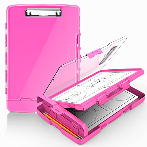 Sooez Original Clipboard with Dual Storage, Heavy Duty Clip Boards 8.5x11 - color: Pink