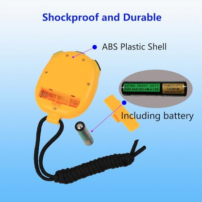 Stop Watches for Sports with Countdown Timer, ON/Off Simple Operation No Clock No Date, Stopwatches for Coaches (Yellow) - color: Yeloow