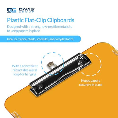 Plastic Clipboard with Flat Clip, Assorted Colors, 6 Pack - style: Flat Clip
