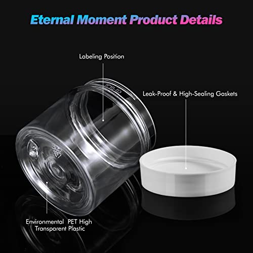 Eternal Moment 50 Pack 2 OZ Plastic Jars Clear Cosmetic Container with Lids - color: White Lid, size: 2 Ounce