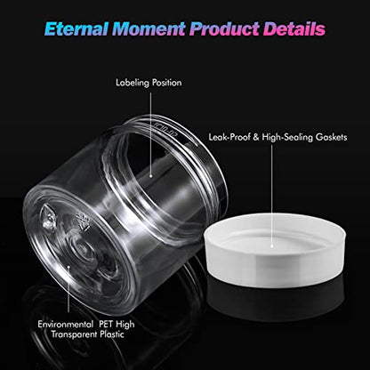 Eternal Moment 50 Pack 2 OZ Plastic Jars Clear Cosmetic Container with Lids - color: White Lid, size: 2 Ounce
