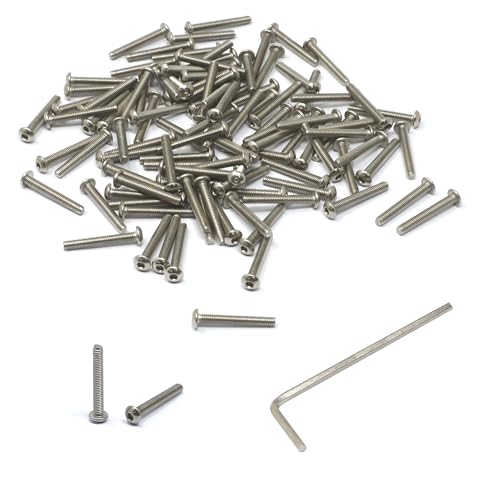 iexcell 100 Pcs M2.5 x 18mm Thread Pitch 0.45 mm Stainless Steel 304 Hex Socket Button Head Cap Screws Bolts Kit - size: M2.5 x 18mm