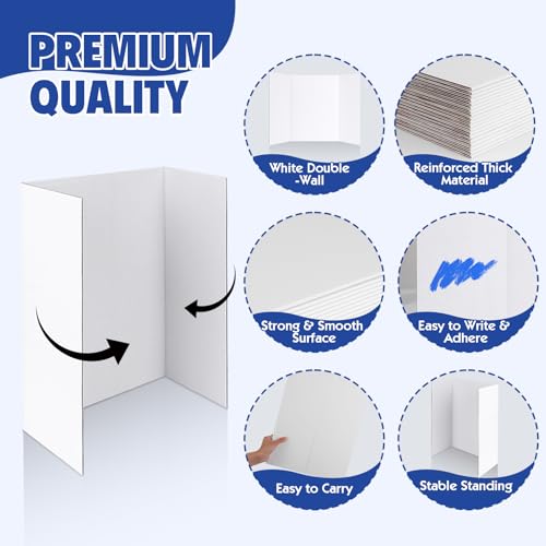 Trifold Poster Board,36 Pack 24" x 16" White Corrugated Poster Boards - color: white, size: 36P