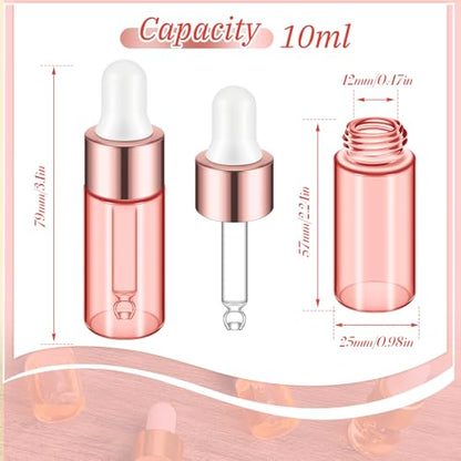 Didaey 100 Pcs Mini Glass Oil Dropper Bottle, 10 ml, Blush Pink - color: Blush Pink, size: 10 ml