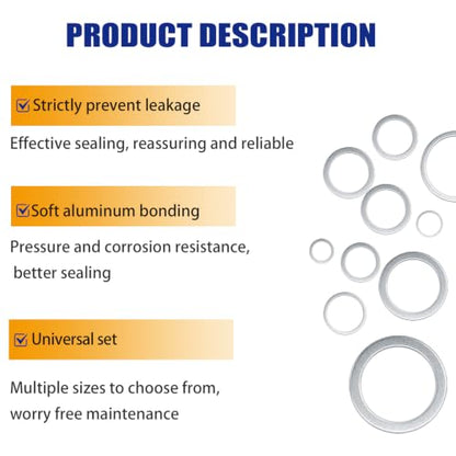 570pcs Crush Washer Kit for Oil Drain Plug Gasket Aluminum Washer