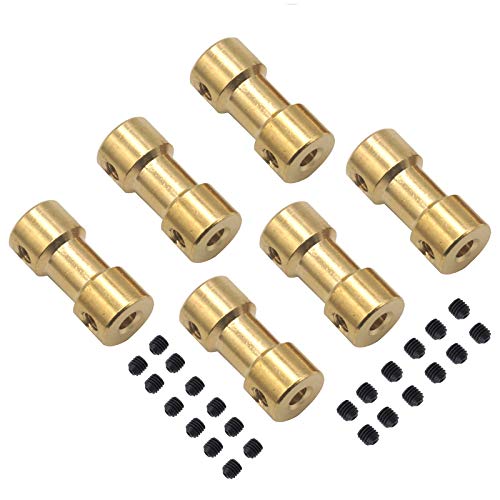 6Pack Vgoohobby Brass Motor Shaft Coupling Coupler Connector Sleeve Joint Adapter for RC DIY Airplane Boat Robot (3mm to 4mm) - size: 3mm to 4mm