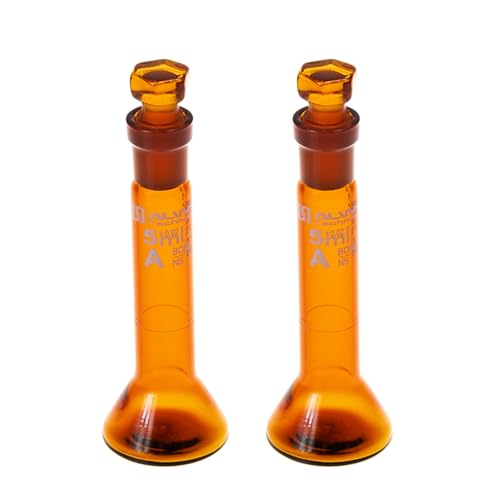 2PCS 5ML Volumetric Flask, Class A, Glass Stopper for Laboratory - color: Amber Glass, size: 5ML