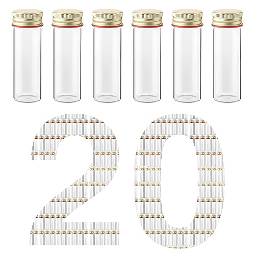20pcs 25ml Borosilicate Glass Test Tubes with Screw Caps, LVH008 - color: Clear