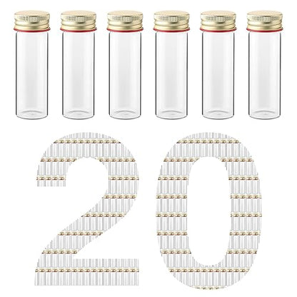 20pcs 25ml Borosilicate Glass Test Tubes with Screw Caps, LVH008 - color: Clear