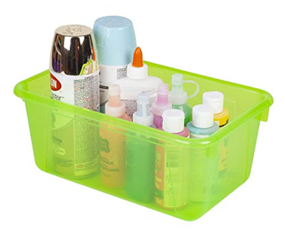 Storex Small Cubby Bin, 12.2 x 7.8 x 5.1 Inches, Candy Green, 5-Pack (62477U05C) - color: Tint Green, style: Bin Only