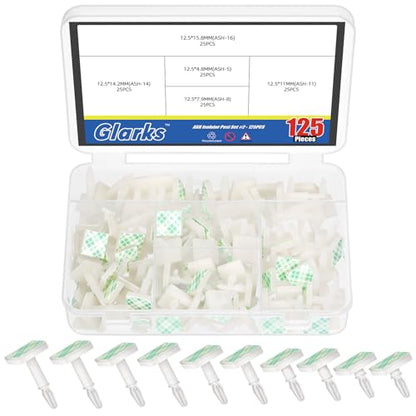 Glarks 125pcs 4.8/7.9/11/14.2/15.8MM Sticky PCB Spacer, White Supporting Height Adhesive Insulated Standoff Locking Snap-in Posts Fixed Clip Insulated Adhesive Reverse Mount Standoff for PCB PC Board