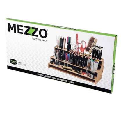 HG Art Concepts Mezzo Artist Drawing Rack - Wood Grain Laminate Multi Layer Desk Stand Professional Storage Display Organizer for Pens, Pencils, Drafting and all other Drawing Tools