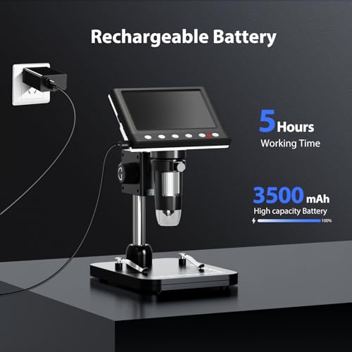 Hayve 4.3'' IPS Coin Microscope 1000X Collection Supplies with Lights - size: 4.3 Inch (32GB TF Card)