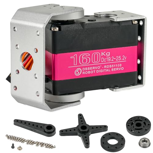 RDS51160 160KG High Torque Digital Servo Motor Dual-Shaft CNC Aluminum Robot Arm Servo for Robotics RC Vehicles DIY Projects (160kg 180°) - size: 160kg 180°