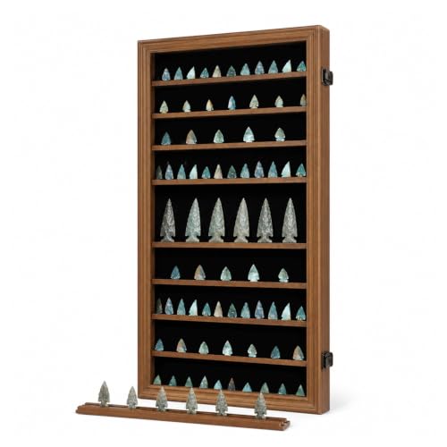KCRasan Arrowhead Display Case Native American Arrowhead Shadow Box,Walnut - size: Oversized Walnut