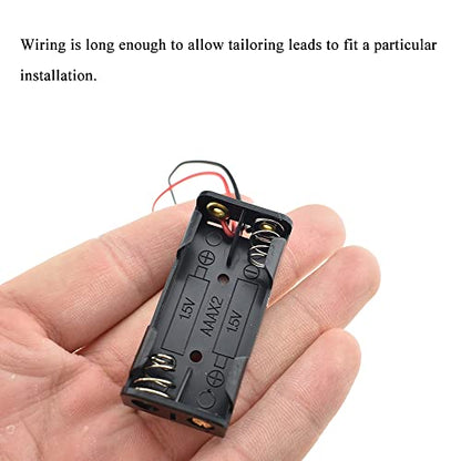 HAHIYO 3V AAA Battery Holder Bundle Series with Wire Sturdy Clapm Flexible Springs Contact Build-in Harnesses Batteries Black Case Easy Install 8 Pieces for Wall Clocks Ham Radio Kids Toys - style: Without cover-2AAA-8P
