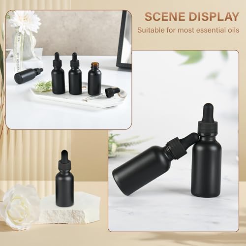 NOOEEISS 12 Pcs, 1oz Dropper Bottle, Black Glass Eye Dropper Bottle, Tincture Bottles with Dropper, Pretty Finish, Leak-Proof Design, Stronger Suction for All Kinds of Mixed Liquids - color: Black Frosted, size: 1oz-12Pack