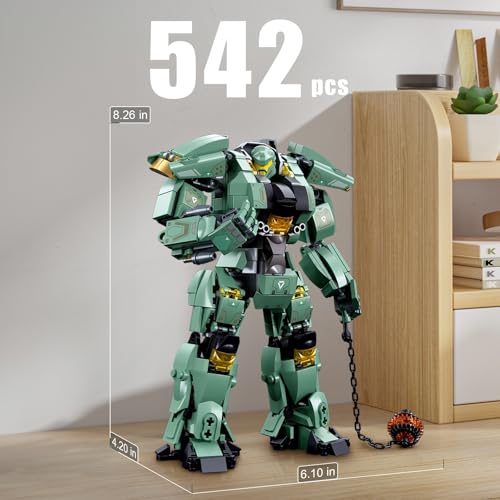 HIGH GODO Wheel Hammer Mech Robot Transforming Building Blocks Set for Adults, City Warrior Justice Hero Soldier Mech Model Building Kit, Cool Creative Robots Toys Gift for Teens, 542 Pieces