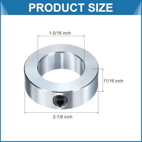 uxcell 6pcs Set Screw Collars 1-5/16" Bore, Zinc Plated Carbon Steel Shaft Collars, 2-1/8" OD, 11/16" Width Lock Axle Collar Clamp (Hollow Style, Lightweight) - size: 1-5/16" Borex2-1/8" ODx11/16" Width