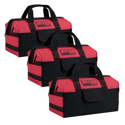 HISEA 3 Pack Heavy Duty Tool Bag, 13-Inch Waterproof Tools Organizer Tote - color: Red, size: 13 Inch